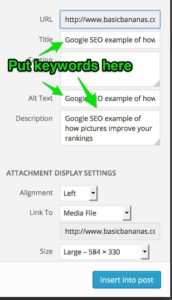 Where to put your keywords when adding images to website