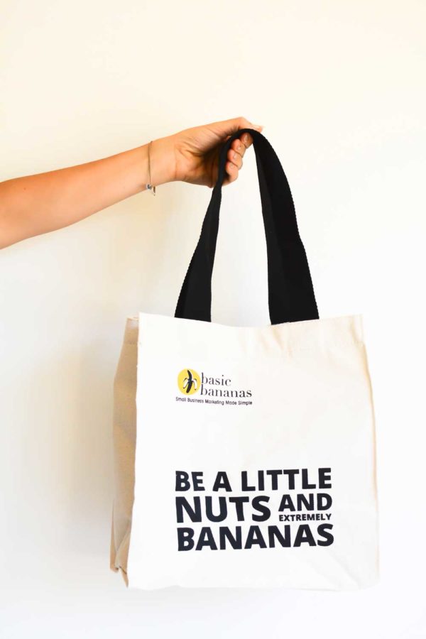 Be a little nuts and bananas Totes Cool marketing workshop tote bag.