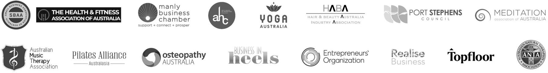 A group of different logos on a white background.