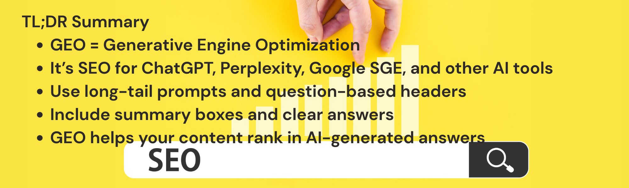 SEO for ChatGPT, GEO optimization steps, content summaries for AI, TLDR examples, ranking blogs in AI search results